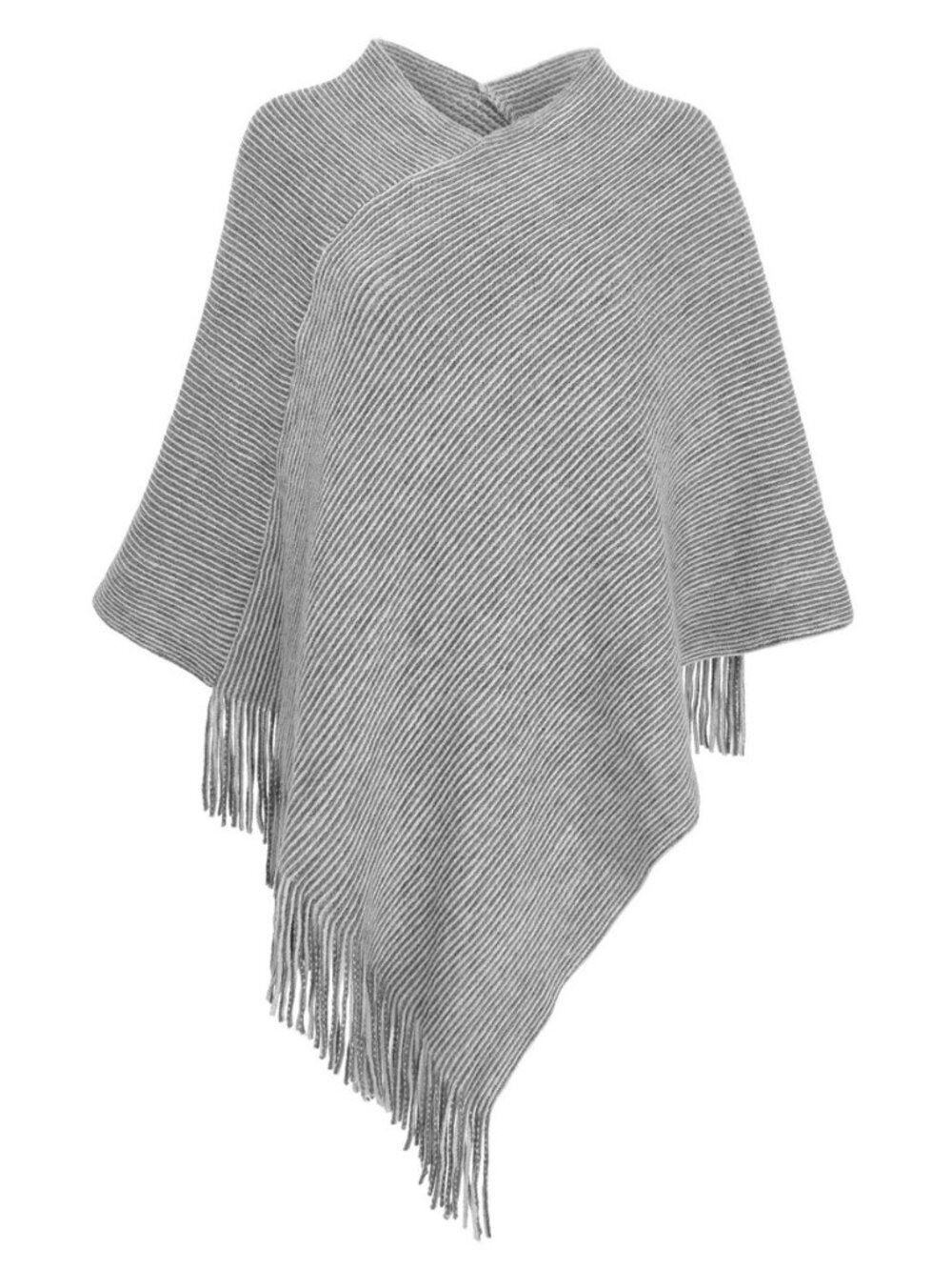 Womens Poncho Sweater V Neck Knitted Pullover Shawls Wraps Capes with Fringes